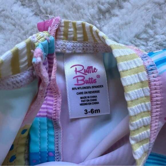 Ruffle Butts | "Ice Cream Social" Long Sleeve Ruffle Swimsuit | Size 3-6 Months - Picture 7 of 7